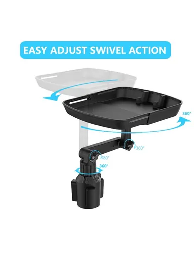 360-Degree Rotating Universal Car Cup Holder Mount Meal Tray Snack Holder Phone Stand Plastic Small Dining Table B01 (L6.75 x W7.95)cm