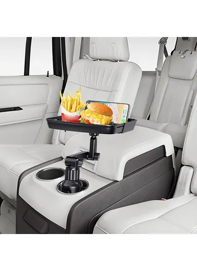 360-Degree Rotating Universal Car Cup Holder Mount Meal Tray Snack Holder Phone Stand Plastic Small Dining Table B01 (L6.75 x W7.95)cm