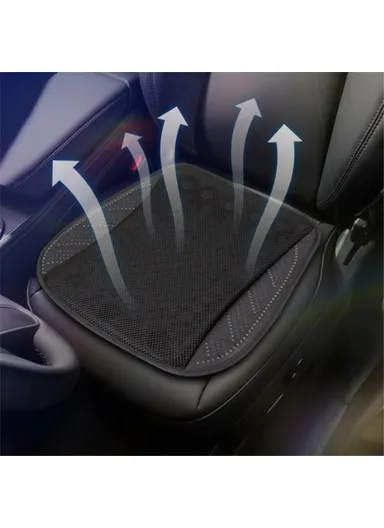 8-Fans Built-In USB Car Seat Summer Cooler Breathable Ice Silk Seat Cushion - Navy Blue