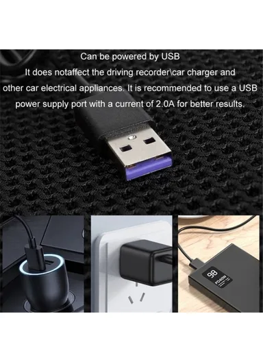 8-Fans Built-In USB Car Seat Summer Cooler Breathable Ice Silk Seat Cushion - Red