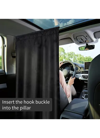 Single Layer 190T Pongee Privacy Protection Car Partition Curtain with 2 Rear Window Curtains &amp; Storage Bag