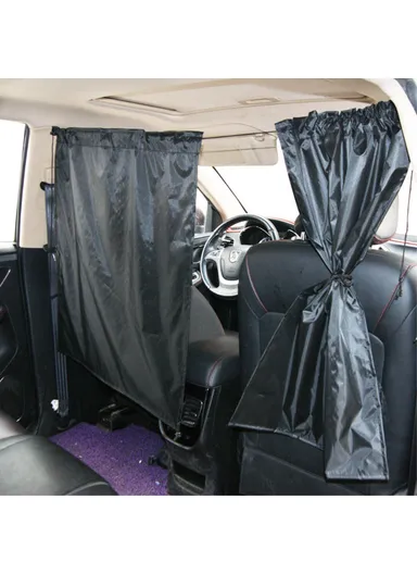 Double Layer 190T Pongee Privacy Protection Car Partition Curtain with 2 Rear Window Curtains &amp; Storage Bag