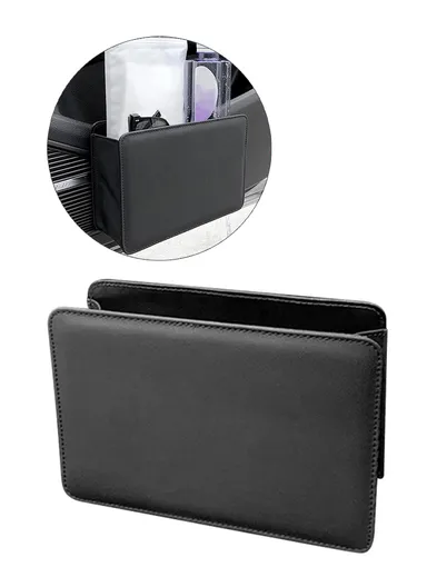 Universal Car Seat Gap Organizer, Multi-Purpose Leather Storage Box Seat Back Side Organizer (L20 x D2-6.5 x H14)cm - Black