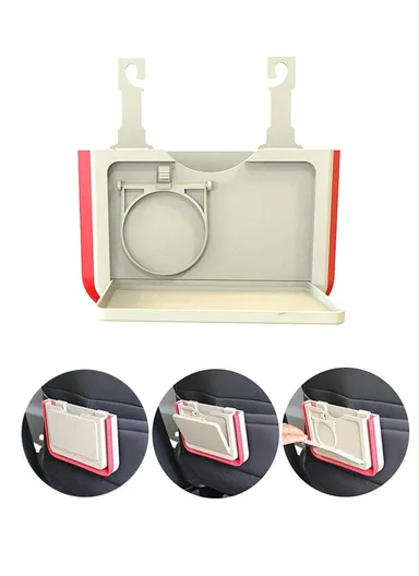 Car Back Seat Organizer, Foldable Storage Box Water Bottle Holder KJ02 (L24 x D3.5 x H16)cm - Beige