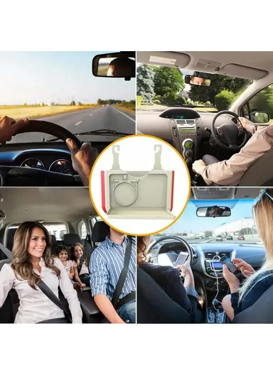 Car Back Seat Organizer, Foldable Storage Box Water Bottle Holder KJ02 (L24 x D3.5 x H16)cm - Beige