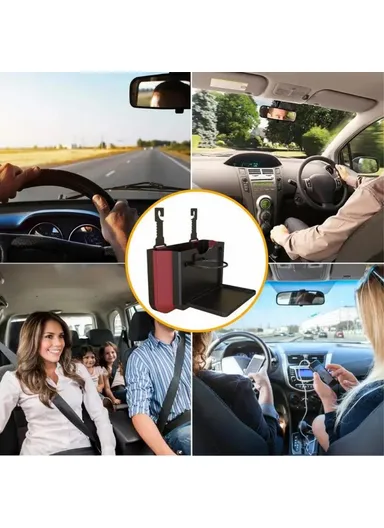 Car Back Seat Organizer, Foldable Storage Box Water Bottle Holder KJ02 (L24 x D3.5 x H16)cm - Black