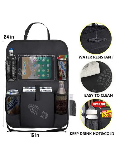 Multi-Pocket Car Back Seat Organizer, Protector Hanging Storage Bag with Transparent Tablet Pouch BY-1050 (L60 x W41)cm