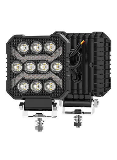 4-inch 17W Car SUV Off-Road Motorcycle Square DRL 10-LED Vehicle Driving Headlight (L11 x W13.8 x T3.2)cm