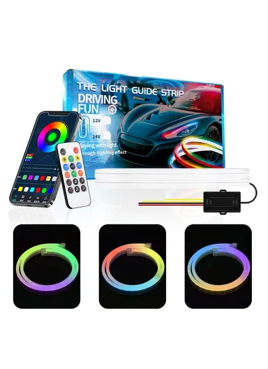 1-to-2 12V RF Car Driving Lights Bar, APP Control LED Strip Lights Starter Scan Daytime Car Colorful Turn Signal DR60 