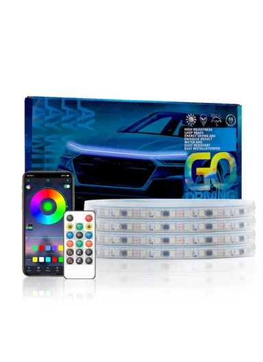 1.5m Car Hood LED Strip Lights, Exterior Lights PVC Engine Hood Guide Decorative Light for Car Truck G15F 