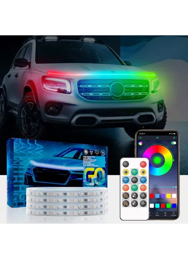 1.5m Car Hood LED Strip Lights, Exterior Lights PVC Engine Hood Guide Decorative Light for Car Truck G15F 