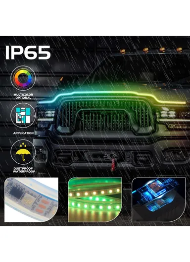 1.5m Car Hood LED Strip Lights, Exterior Lights PVC Engine Hood Guide Decorative Light for Car Truck G15F 