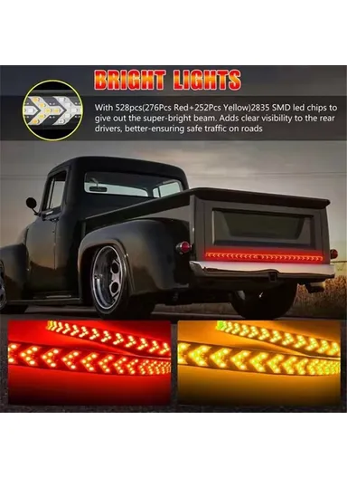 2.2m Multi-Use Flexible 12/24V LED Tailgate Light Bar Turn Signal Brake Light Strip 