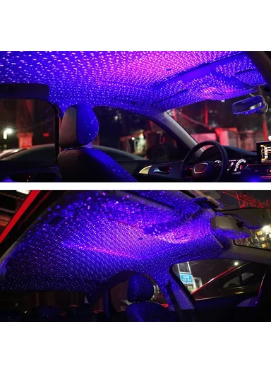 26.5cm Auto Roof Ceiling Decoration Atmosphere Lamp Colorful LED Star Night Lights Projector for Car Home Party - Blue