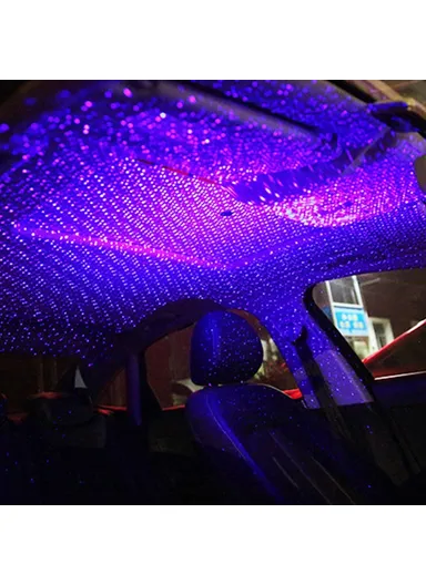 26.5cm Auto Roof Ceiling Decoration Atmosphere Lamp Colorful LED Star Night Lights Projector for Car Home Party - Blue