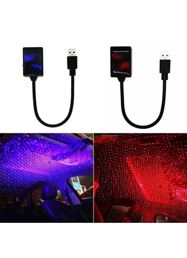 26.5cm Auto Roof Ceiling Decoration Atmosphere Lamp Colorful LED Star Night Lights Projector for Car Home Party - Blue