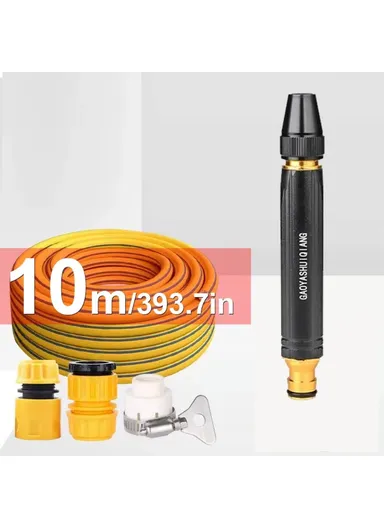 High Pressure Car Washing Spray Nozzle Aluminum Alloy Car Cleaning Watering Spray Gun with 10m Water Hose (L15.5 x W2.5)cm