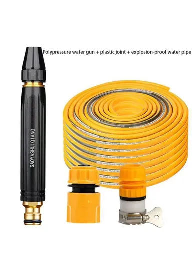 High Pressure Car Washing Spray Nozzle Aluminum Alloy Car Cleaning Watering Spray Gun with 10m Water Hose (L15.5 x W2.5)cm