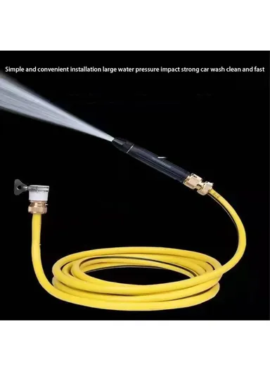 High Pressure Car Washing Spray Nozzle Aluminum Alloy Car Cleaning Watering Spray Gun with 10m Water Hose (L15.5 x W2.5)cm