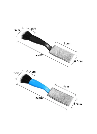 Universal Car Air Conditioning Outlet Dust Removal Brush, Multifunctional Double-head Auto Interior Cleaning Tool (L22 x W4.5 x T0.8)cm - Black