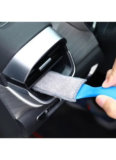 Universal Car Air Conditioning Outlet Dust Removal Brush, Multifunctional Double-head Auto Interior Cleaning Tool (L22 x W4.5 x T0.8)cm - Black