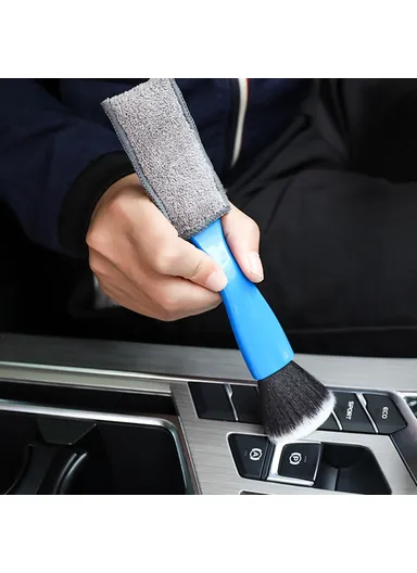 Universal Car Air Conditioning Outlet Dust Removal Brush, Multifunctional Double-head Auto Interior Cleaning Tool (L22 x W4.5 x T0.8)cm - Black