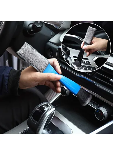 Universal Car Air Conditioning Outlet Dust Removal Brush, Multifunctional Double-head Auto Interior Cleaning Tool (L22 x W4.5 x T0.8)cm - Black