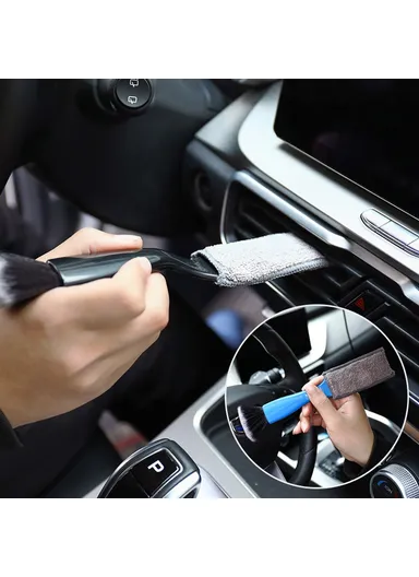 Universal Car Air Conditioning Outlet Dust Removal Brush, Multifunctional Double-head Auto Interior Cleaning Tool (L22 x W4.5 x T0.8)cm - Black