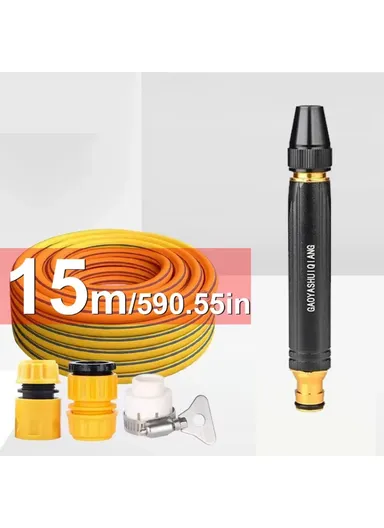 Car Washing Spray Nozzle High Pressure Vehicle Cleaning Watering Flushing Spray Gun with 15m Water Hose (L15.5 x W2.5)cm