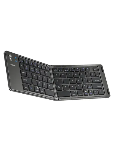 150mAh Rechargeable Ultra Slim Mini Two-Fold Bluetooth-compatible Keyboard, Multifunctional English &amp; Arabic Keyboard KB27 