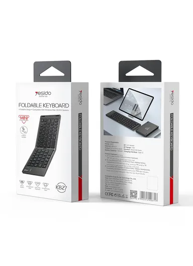 150mAh Rechargeable Ultra Slim Mini Two-Fold Bluetooth-compatible Keyboard, Multifunctional English &amp; Arabic Keyboard KB27 