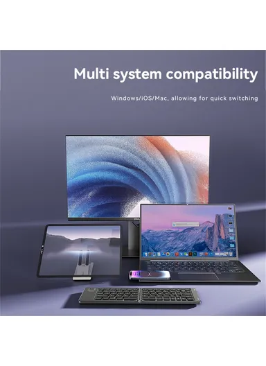 150mAh Rechargeable Ultra Slim Mini Two-Fold Bluetooth-compatible Keyboard, Multifunctional English &amp; Arabic Keyboard KB27 