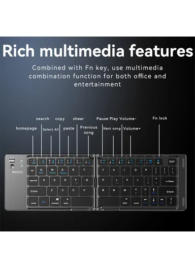 150mAh Rechargeable Ultra Slim Mini Two-Fold Bluetooth-compatible Keyboard, Multifunctional English &amp; Arabic Keyboard KB27 