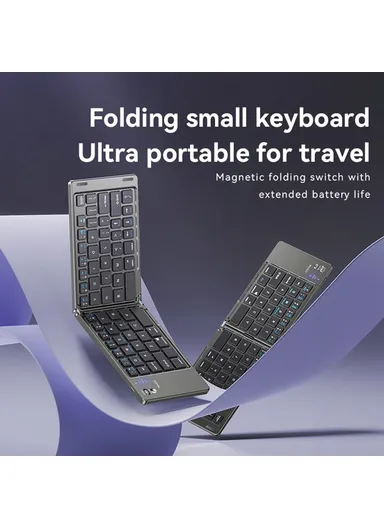 150mAh Rechargeable Ultra Slim Mini Two-Fold Bluetooth-compatible Keyboard, Multifunctional English &amp; Arabic Keyboard KB27 
