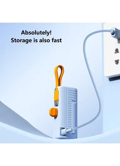 5000mAh Portable Mini Capsule Power Bank, 8-Pin Plug Built-in Type-C Cable Phone Charger HY-DX245 - Black