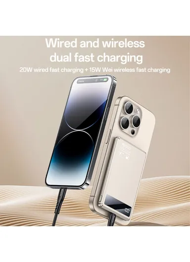 5000mAh Ultra-Thin Magnetic Wireless Power Bank, Digital Display Portable Phone Charger YP66 