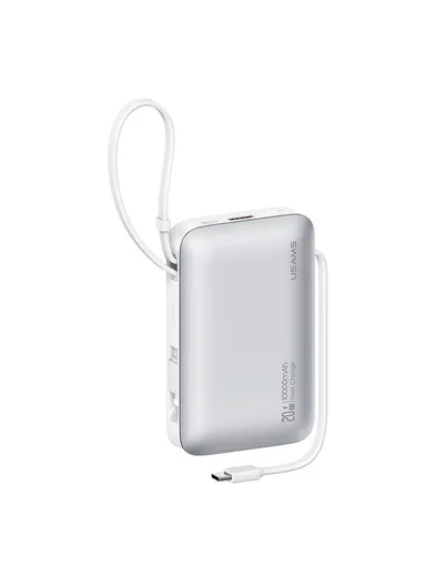 5000mAh 20W Star Series Power Bank with Dual Cable Type-C + iP, Portable LED Display Phone Charger CD228 - Silver