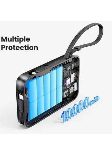 5000mAh 20W Star Series Power Bank with Dual Cable Type-C + iP, Portable LED Display Phone Charger CD228 - Silver