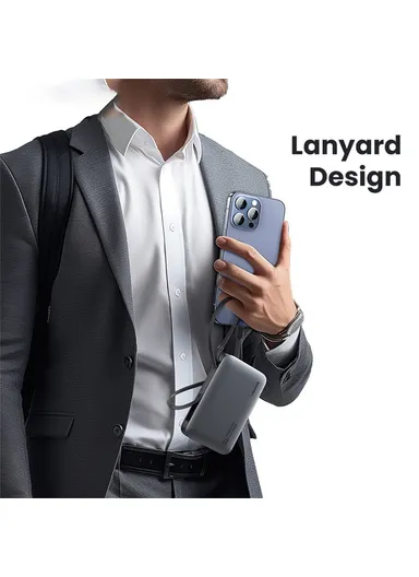 5000mAh 20W Star Series Power Bank with Dual Cable Type-C + iP, Portable LED Display Phone Charger CD228 - Silver
