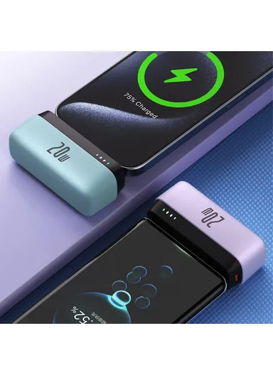 5000mAh 20W Portable Lightning Connector Power Bank, PD Mini Pocket Fast Charger, Emergency Phone Battery Pack T160 (L8.1 x W3.5)cm - Sky Blue / Lightning Connector