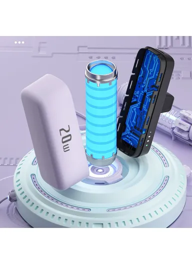 5000mAh 20W Portable Lightning Connector Power Bank, PD Mini Pocket Fast Charger, Emergency Phone Battery Pack T160 (L8.1 x W3.5)cm - Sky Blue / Lightning Connector