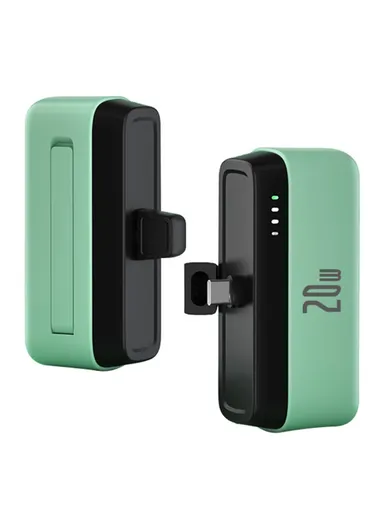 5000mAh 20W Portable Type-C Connector Power Bank, PD Mini Pocket Fast Charger, Emergency Phone Battery Pack T160 (L8.1 x W3.5 x H2.8)cm - Mint Green / Type-C Connector