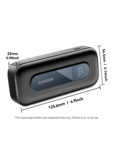 10000mAh Portable Power Bank Digital Display Charger with Retractable Type-C Cable (L12.4 x W5.4 x H2.5)cm