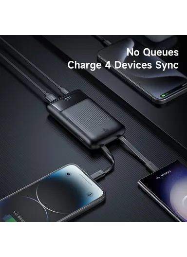 10000mAh 33W Youth Series Digital Display Power Bank Built-In Type-C + Lightning Cable Phone Charger MC-0231 - Black