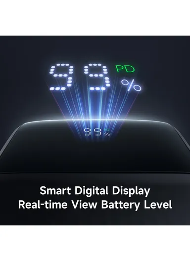 10000mAh 33W Youth Series Digital Display Power Bank Built-In Type-C + Lightning Cable Phone Charger MC-0231 - Black