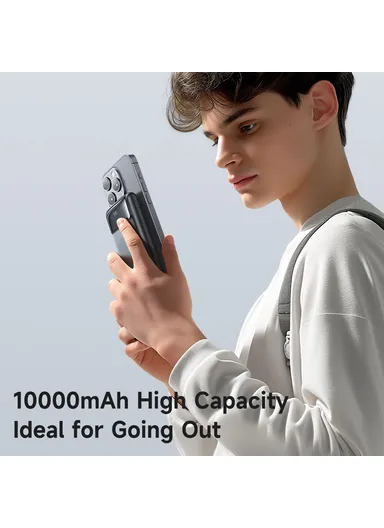 10000mAh 33W Youth Series Digital Display Power Bank Built-In Type-C + Lightning Cable Phone Charger MC-0231 - Black