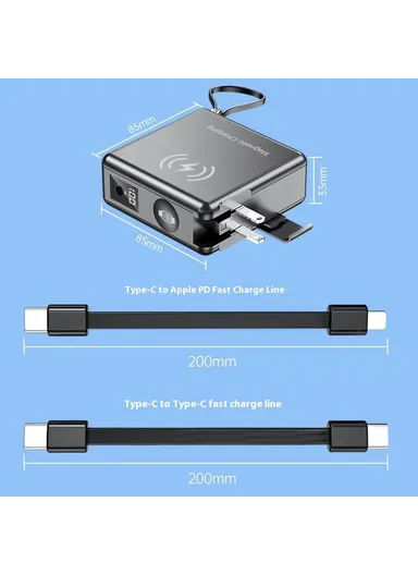15000mAh Power Bank Magnetic Phone Watch Wireless Charger with 2 Cables + EU Plug Adapter KP-Super9 - White