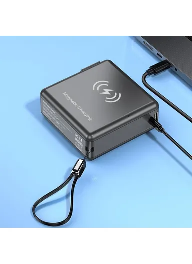 15000mAh Power Bank Magnetic Phone Watch Wireless Charger with 2 Cables + EU Plug Adapter KP-Super9 - White