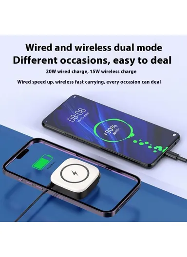 10000mAh Camera Shaped Magnetic Wireless Power Bank Charger, Phone External Battery Pack E49 - Black