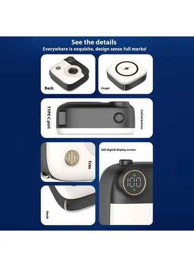 10000mAh Camera Shaped Magnetic Wireless Power Bank Charger, Phone External Battery Pack E49 - Purple